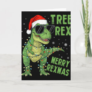Lustiger Baum Rex Weihnachts-Dinosaurier Santa Hut Karte