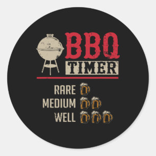 Lustiger Bbq-Fleisch-Kochzeit-Timer-Bier-Grill-Koc Runder Aufkleber