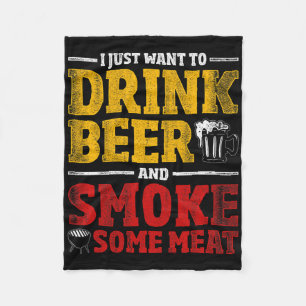 Lustiger Bbq-Koch Bier geräuchertes Fleisch Liebha Fleecedecke