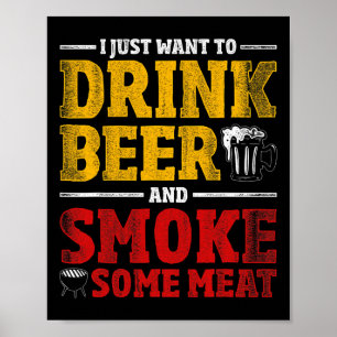 Lustiger BBQ-Koch-Bier-geräuchertes-Fleischliebhab Poster