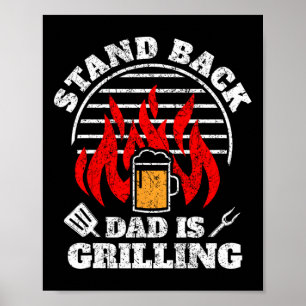 Lustiger BBQ-Smoker-Stand für Männer zurücktreten Poster