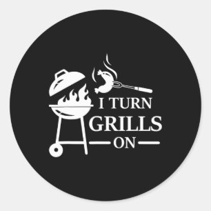 Lustiger Bbq- Und Grill-Spruch Ich Schalte Grills Runder Aufkleber