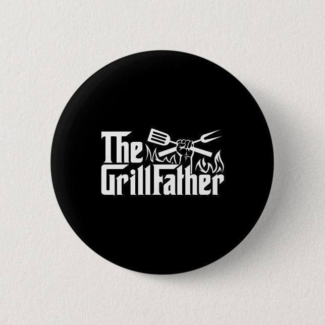 Lustiger BBQ-Vater Retro-Grill Papa Männer Vaterta Button (Vorderseite)