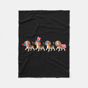 Lustiger Beagle Amerikanische USA-Flagge Memorial  Fleecedecke