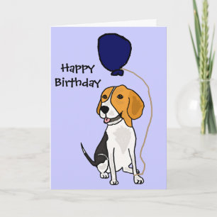 Lustiger Beagle, der Ballon hält Karte
