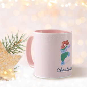 Lustiger Beagle-Hund Eislaufen Winter Name Tasse