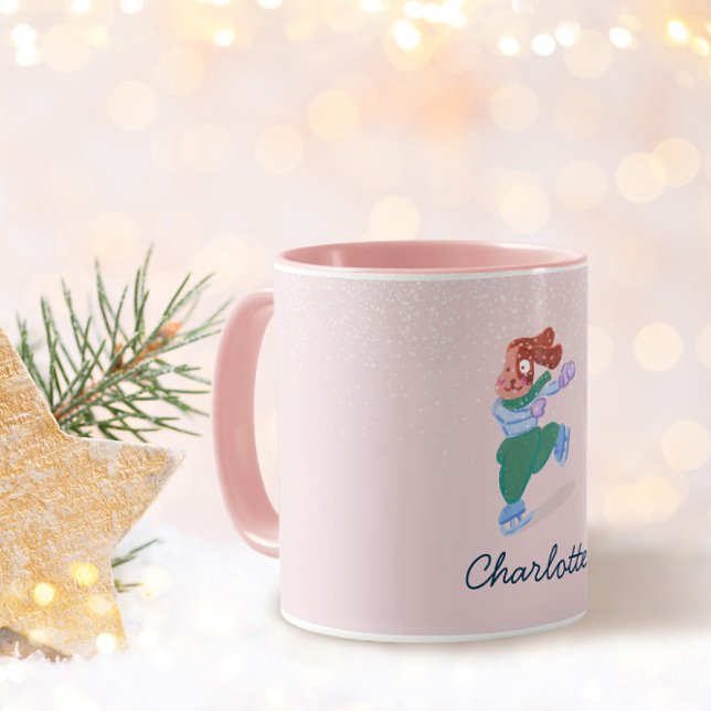 Lustiger Beagle-Hund Eislaufen Winter Name Tasse (Von Creator hochgeladen)