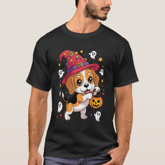 Lustiger Beagle-Hund Kürbis Geist Süßigkeiten Hexe T-Shirt