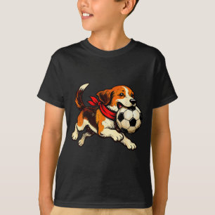 Lustiger Beagle-Hund spielt Fußball-Spieltag  T-Shirt