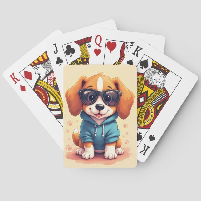 Lustiger Beagle Kawaii Hund Spielkarten (Rückseite)