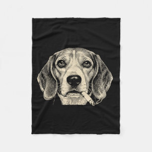 Lustiger Beagle-Meme Hund raucht Zigarette  Fleecedecke