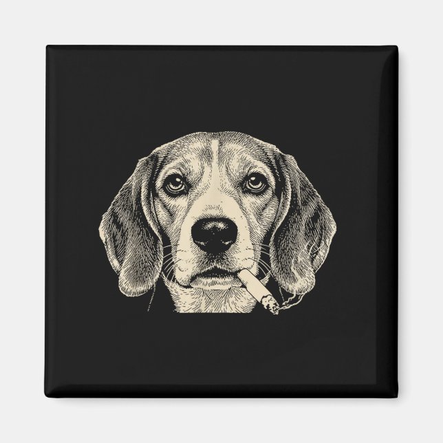 Lustiger Beagle-Meme: Hund raucht Zigarette  Magnet (Vorne)