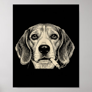 Lustiger Beagle-Meme-Hund raucht Zigarette  Poster