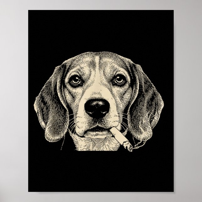 Lustiger Beagle-Meme-Hund raucht Zigarette  Poster (Vorne)
