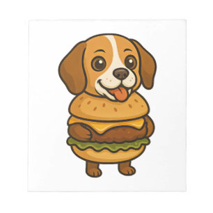 Lustiger Beagle mit Burger Lustige mythische Kreat Notizblock