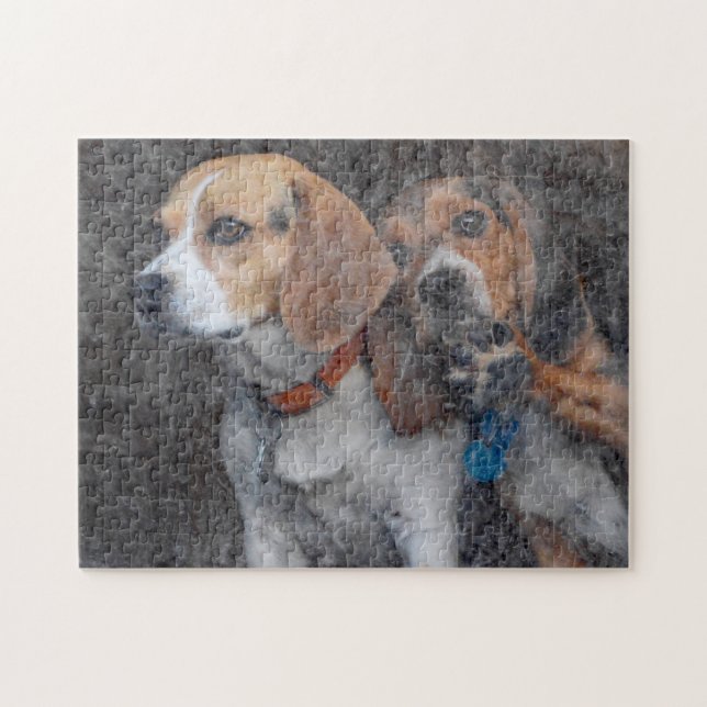 Lustiger Beagle-schmutzige Sturm-Tür Puzzle (Horizontal)