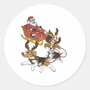 Lustiger Beagle-Weihnachten für Liebhaber süßer Hu Runder Aufkleber