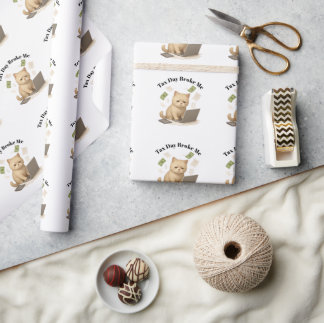 Lustiger Beiger Minimaler Gestresster Katze Steuer Geschenkpapier