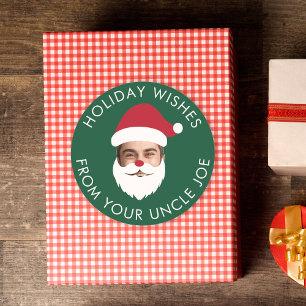 Lustiger benutzerdefinierter Gesichts-Tausch Santa Runder Aufkleber