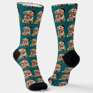 Lustiger benutzerdefinierter Gesichtsschnitt-Hunde Socken