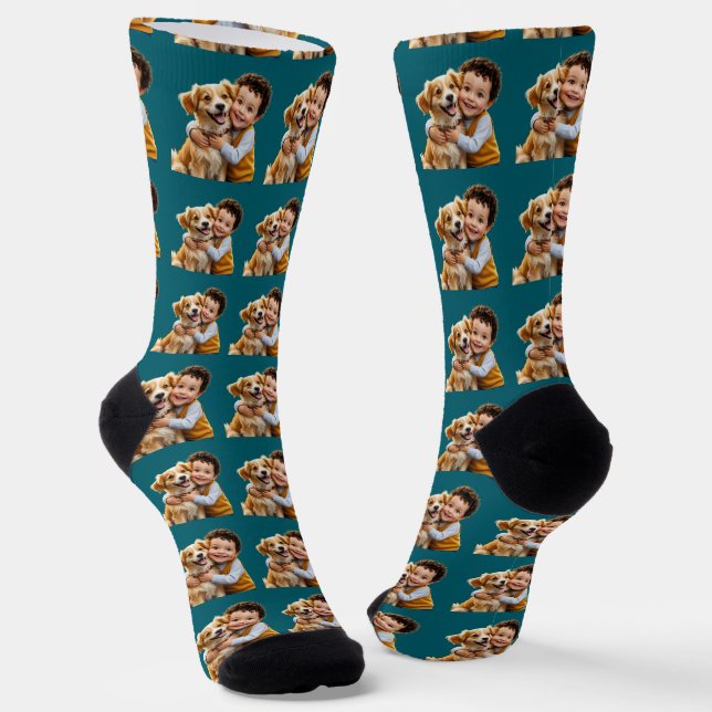 Lustiger benutzerdefinierter Gesichtsschnitt-Hunde Socken (Gewinkelt)