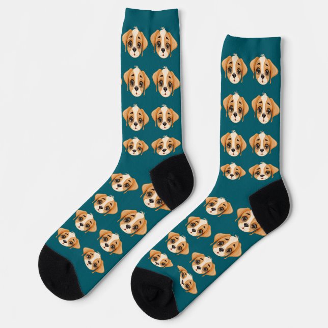 Lustiger benutzerdefinierter Gesichtsschnitt-Hunde Socken (Linkes Detail)