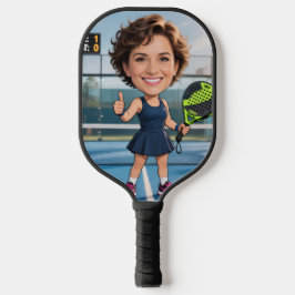 Lustiger benutzerdefinierter Kopf Blaues Gericht K Pickleball Schläger