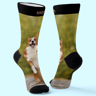 Lustiger benutzerdefinierter Name und Haustierfoto Socken