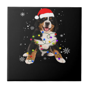 Lustiger Berner Sennenhund leuchtet Weihnachten Ma Fliese