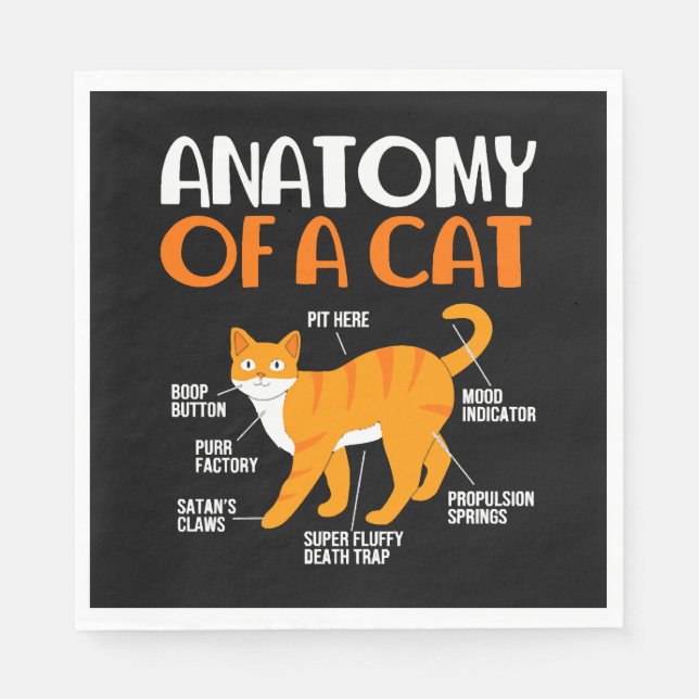 Lustiger Besitzer einer Tabby-Katze Anatomie einer Serviette (Vorderseite)