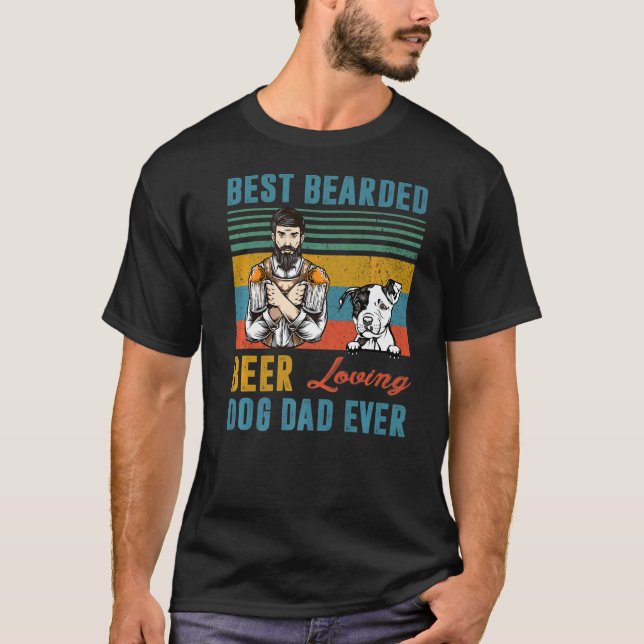 Lustiger bester bärtiger bierliebender Hund Papa j T-Shirt (Vorderseite)