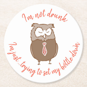 Lustiger betrunkener Eulenuntersetzer Runder Pappuntersetzer