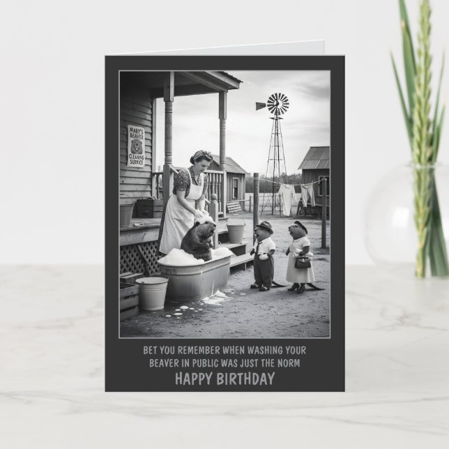 Lustiger Biber Geburtstag Karte (Vorderseite)