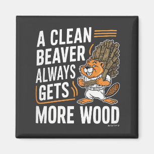 Lustiger Biber-Holz-Wortwitz Vintage-Kunst Magnet