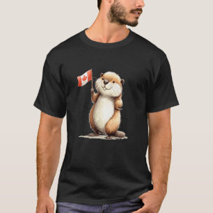Lustiger Biber mit patriotischem Kanada-Flaggen-Ko T-Shirt
