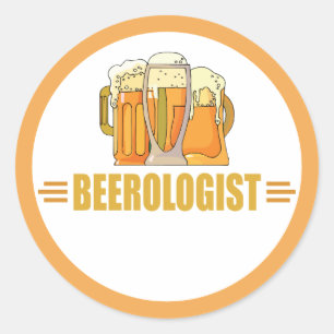 Lustiger Bier-Server Beerologe Bar Pub Saloon Runder Aufkleber