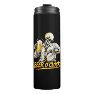 Lustiger Bier-Uhr-Skelett-Bierliebhaber Thermosbecher