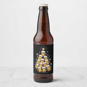 Lustiger Bier-Weihnachtsbaum-Feiertags-Trinken Bierflaschenetikett