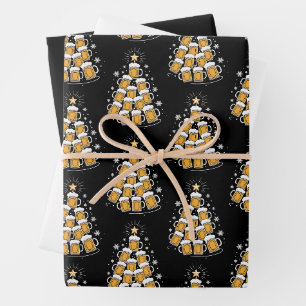 Lustiger Bier-Weihnachtsbaum-Feiertags-Trinken Geschenkpapier Set