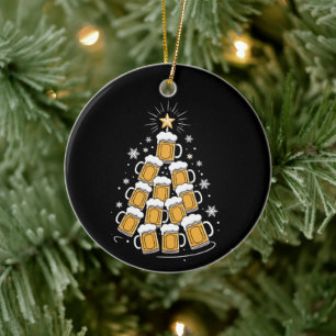 Lustiger Bier-Weihnachtsbaum-Feiertags-Trinken Keramik Ornament