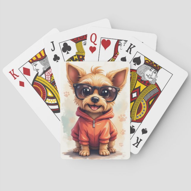 Lustiger Biewer Terrier Kawaii Hund Spielkarten (Rückseite)