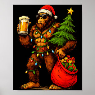 Lustiger Big Foot Weihnachtsmann Hut Trink Christm Poster