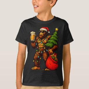 Lustiger Big Foot Weihnachtsmann Hut Trinken Weihn T-Shirt