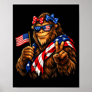 Lustiger Bigfoot Amerikanische Flagge Patriotische Poster