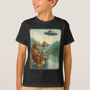 Lustiger Bigfoot & Alien-Angeln Ufo-Meme T-Shirt