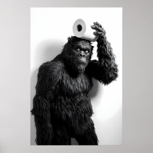 Lustiger Bigfoot-Badezimmerdruck Sasquatch-Toilett Poster