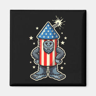 Lustiger Bigfoot-Feuerwerk 4. Juli Sasquatch Magnet