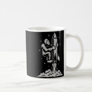 Lustiger Bigfoot fliegt in den Weltraum mit Sterne Kaffeetasse
