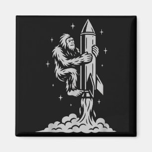 Lustiger Bigfoot fliegt in den Weltraum mit Sterne Magnet