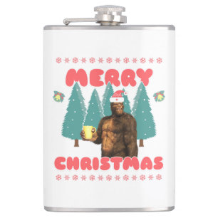 Lustiger Bigfoot - Frohe Weihnachten Flachmann